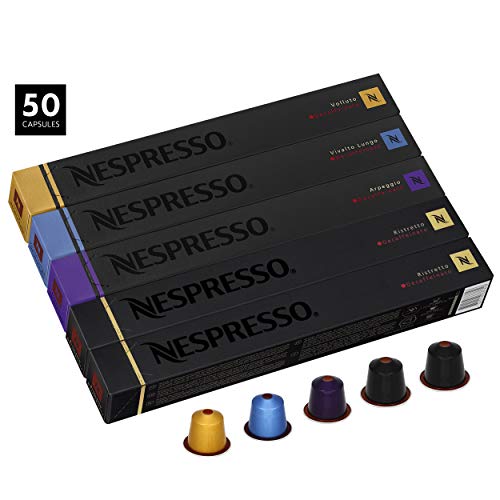 Book Cover Nespresso Decaffienato Variety Pack Capsules for OriginalLine by Nespresso, 50 Count Decaf Espresso Pods, Assorted Light & Split Roasts | 4 Coffee Flavors: Ristretto, Arpeggio, Vivalto Lungo & Volluto