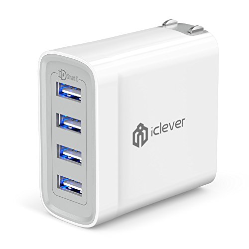 Book Cover iClever USB Wall Charger, 40W 4-Port Charging Station, Multi-Port Travel Charger for iPhone 11 Pro/Xs/Xs Max/Xr/X/8/7/6/Plus, iPad Pro/Air/Min 4/3, Galaxy/Note/Edge, LG, Nexus, HTC, and More