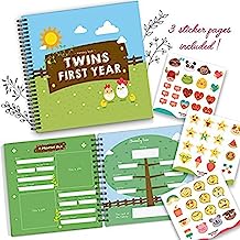 Twins First Year Memory Book - A Gorgeous Baby Keepsake Journal to Cherish Your Twin's First Year Forever! Great Gift That Includes Stickers, Family Tree, Holidays, Letters from Mom & Dad and More
