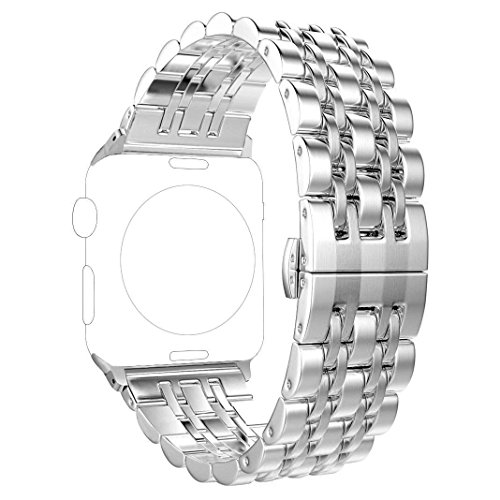 Band Compatible with iwatch 38mm Series 3 2 1 40mm Series 6 5 4 SE Stainless Steel iPhone Watch Band, PUGO TOP iWatch Bracelet Band for Women Men(38/40mm, Silver)