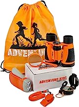 Adventure Kidz - Outdoor Exploration Kit, Children’s Toy Binoculars, Flashlight, Compass, Whistle, Magnifying Glass, Backpack. Great Kids Gift Set for Camping, Hiking, Educational and Pretend Play.