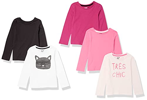 Amazon Brand - Spotted Zebra Girls' Toddler & Kids 4-Pack Long-Sleeve T-Shirts