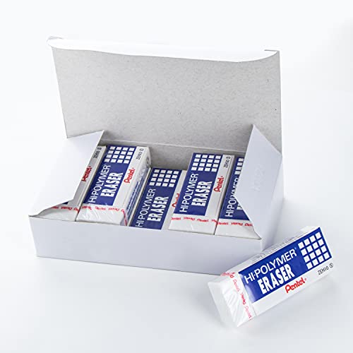 Book Cover Pentel Hi-Polymer Block Eraser, Large, White, Pack of 10 ZEH-10 Erasers (ZEH10PC10)