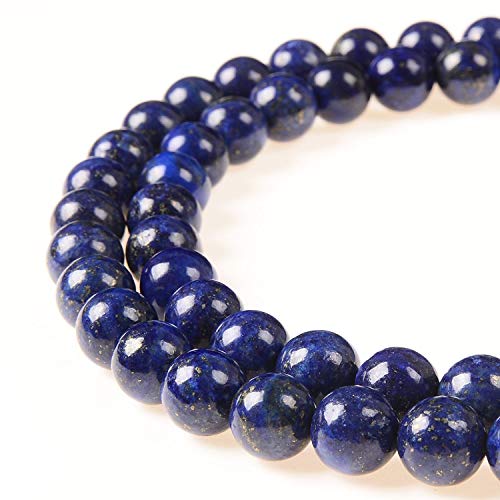PLTbeads 6mm Natural Lapis Lazuli Gemstone Round loose Beads Approxi 15.5 inch 64pcs 1 Strand per Bag for Jewelry Making Findings Accessories-Blue