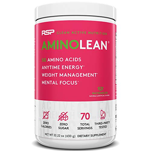RSP AminoLean - All-in-One Pre Workout, Amino Energy, Weight Management Supplement with Amino Acids, Complete Preworkout Energy for Men & Women, Watermelon, 70 (Packaging May Vary)