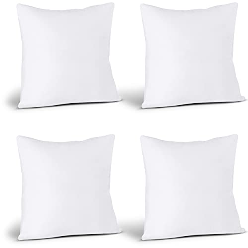 Book Cover Utopia Bedding Throw Pillows Insert (Pack of 4, White) - 18 x 18 Inches Bed and Couch Pillows - Indoor Decorative Pillows