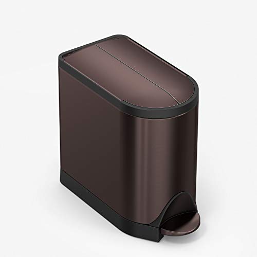 Book Cover simplehuman 10 Liter / 2.6 Gallon Butterfly Lid Bathroom Step Trash Can, Dark Bronze Stainless Steel