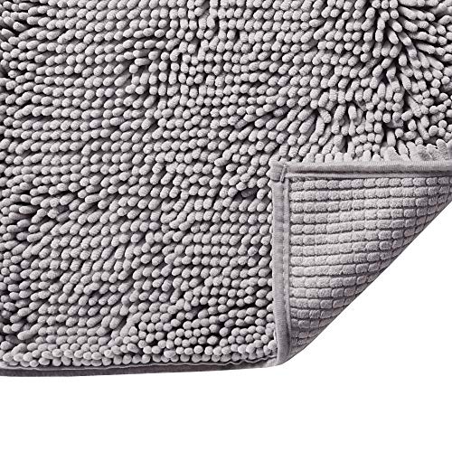 Book Cover Grey Rugs for Bathroom Slip-Resistant Shag Chenille Bath Rugs Mat Extra Soft and Absorbent Bath Rug for Shower Room Machine-Washable Fast Dry (Grey, 17