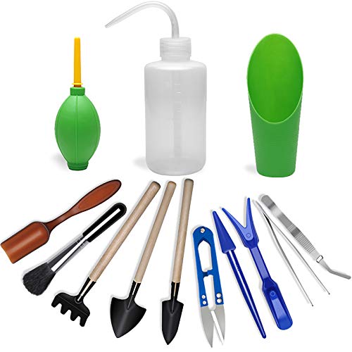 13 Pieces Mini Garden Hand Tools Transplanting Tools Succulent Tools Miniature Planting Gardening Tool Set for Indoor Miniature Fairy Garden Plant Care