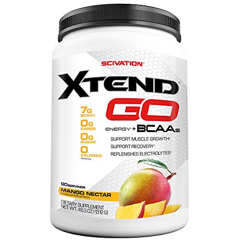 Book Cover Scivation Xtend Go Amino Energy BCAA Powder for Pre Workout or Anytime Energy, BCAAs, Mango, 90 Servings