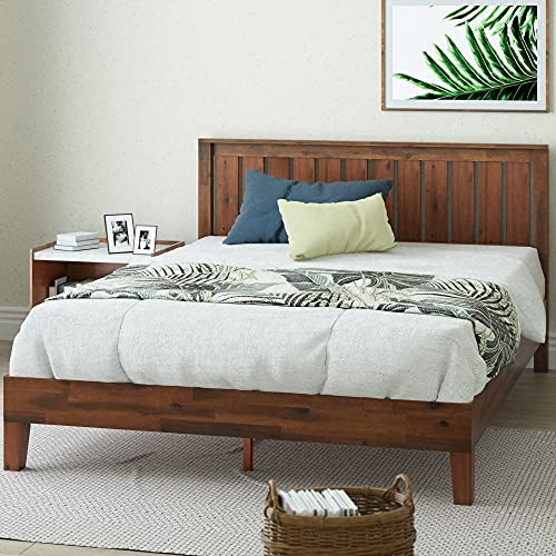 Book Cover Zinus Vivek 12 Inch Deluxe Wood Platform Bed with Headboard / No Box Spring Needed / Wood Slat Support / Antique Espresso Finish, King