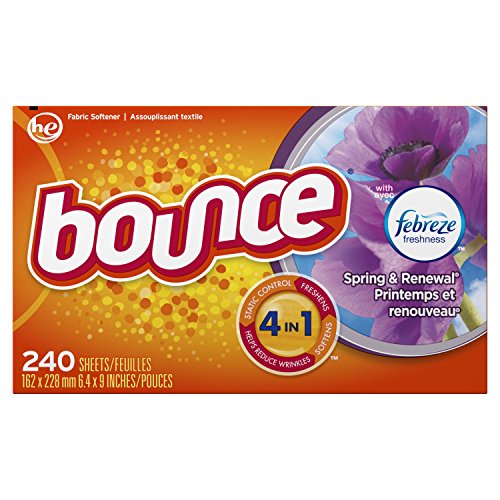 Book Cover Bounce with Febreze Scent Spring & Renewal Fabric Softener Dryer Sheets, 240 Count