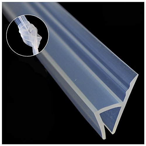 Book Cover Glass Shower Door Seal Strip(Need Silicone Glue), 120inch Frameless Weather Stripping Seal Sweep for Door Windows, Flexible with Durable Weatherproof Silicone for 3/8