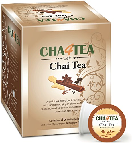 Book Cover Cha4TEA 36-Count Chai Black Tea Pods for Keurig K-Cup Brewers