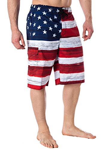 US Apparel Licensed-Mart Men's American Flag Inspired Board Shorts