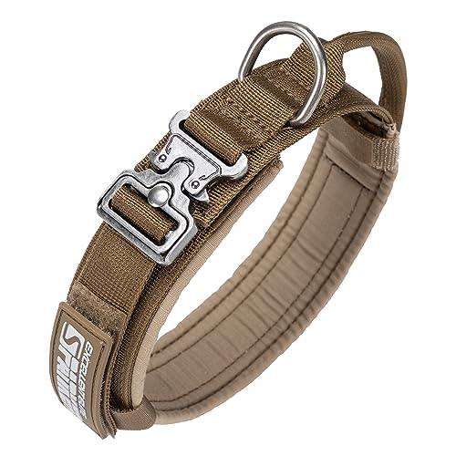 EXCELLENT ELITE SPANKER Tactical Dog Collar Nylon Adjustable K9 Collar Military Dog Collar Heavy Duty Metal Buckle with Handle(COB-L)