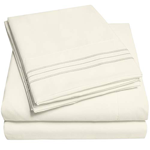 Book Cover 1500 Supreme Collection Extra Soft Queen Sheets Set, Ivory - Luxury Bed Sheets Set with Deep Pocket Wrinkle Free Hypoallergenic Bedding, Over 40 Colors, Queen Size, Ivory