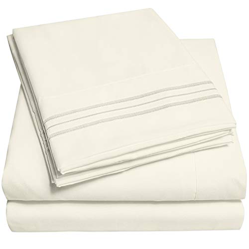 1500 Supreme Collection Extra Soft California King Sheets Set, Ivory - Luxury Bed Sheets Set with Deep Pocket Wrinkle Free Hypoallergenic Bedding, Over 40 Colors, California King Size, Ivory