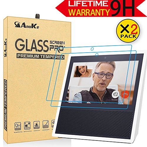 Book Cover Amazon Echo Show Screen Protector,AnoKe Full Coverage Tempered Glass High Definition Screen Protector[Anti-Scratch] Bubble-Free Excellent Screen Protector for Amazon Alexa Echo Show 2017-2Pack