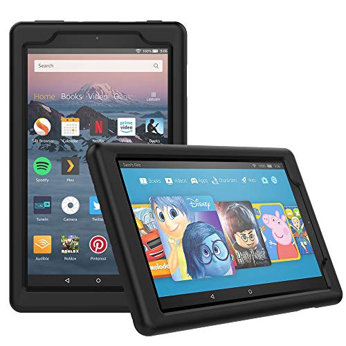MoKo Case for All-New Amazon Fire HD 8 Tablet (7th/8th Generation, 2017/2018 Release) - [Honey Comb Series] Light Weight Shock Proof Soft Silicone Back Cover [Kids Friendly] for Fire HD 8, Black