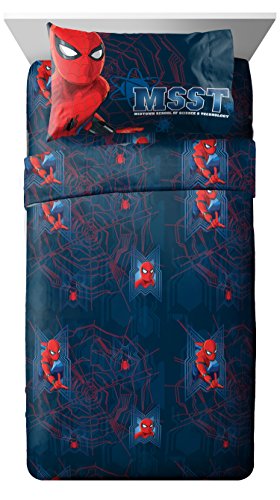 Book Cover Marvel Spiderman Homecoming Attack 3 Piece Twin Sheet Set, 3