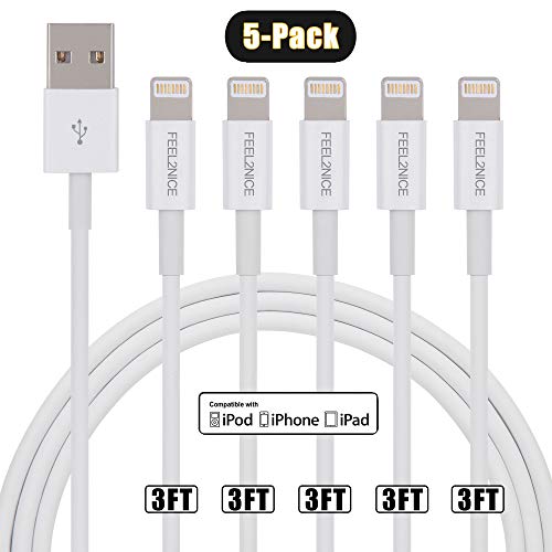 Book Cover iPhone Charger, Lightning Cable, 5Pack 3FT Phone Charger to Syncing Charging Cable Data Cord Compatible with iPhone Xs, iPhone Xs MAX, iPhone XR, iPhone X, iPhone 8 /Plus, iPhone 7/6/5 /Plus More