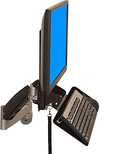 SDS iMount 4.0 Adjustable VESA Monitor & Keyboard Wall Mount System with Tilt & Fold-up, Black, Small Foot Print, Workstation, Mounts Direct to Wall 26 inch Tray so Full Sized Keyboard and Mouse fit