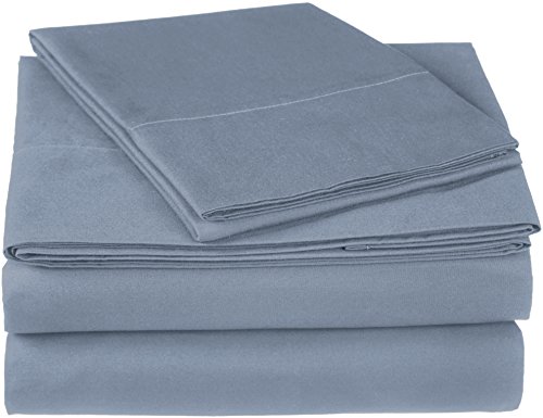 Book Cover Amazon Brand â€“ Pinzon 300 Thread Count Ultra Soft Cotton Bed Sheet Set, Twin XL, Dusty Blue