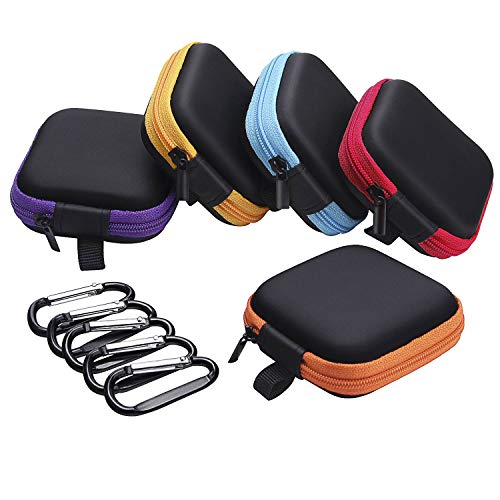 Book Cover Sunmns 5 Pieces in Ear Bud Earphone Headset Headphone Case Mini Storage Carrying Pouch Bag with Carabiners