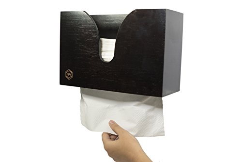 Stained Bamboo Dual-Dispensing Multi-Fold Paper Towel Holder. Wall Mount or use on Counter Top, Table, or Sink for Portable Use. Houses Single, Z, C, Multi-Fold Paper/Hand Towels(Towels Not Included)