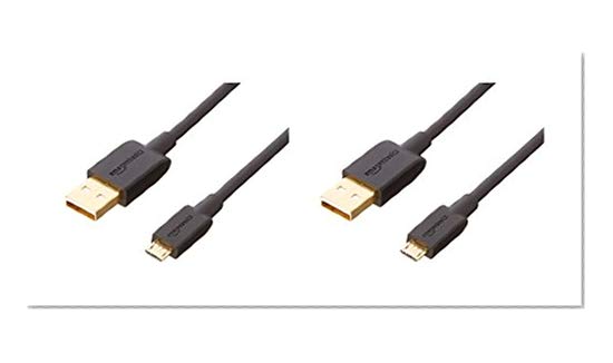 AmazonBasics USB 2.0 A-Male to Micro B Cable (2 Pack), 3 feet, Black