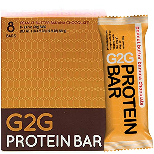 G2G Protein Bar, Peanut Butter Banana Chocolate Protein Bar, 8 Count Box
