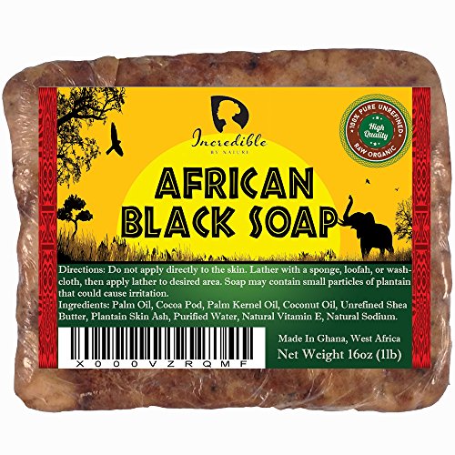 Book Cover African Black Soap - 1lb Raw Organic Soap for Acne, Dry Skin, Rashes, Scar Removal, Face & Body Wash - Incredible By Nature