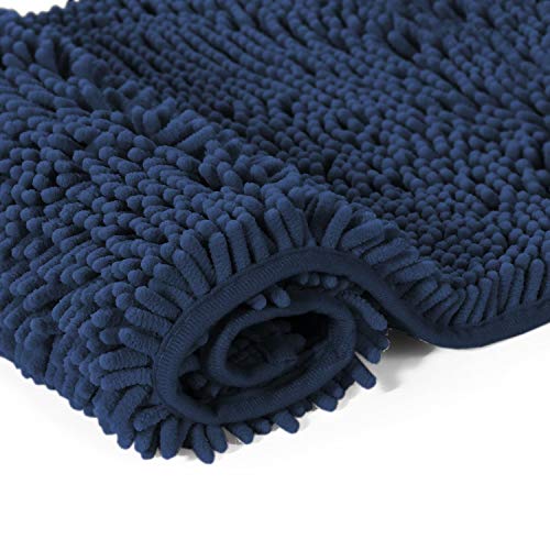 Book Cover 20x32 inch Oversize Bathroom Rug Shag Shower Mat Soft Texture Floor Mat Machine-Washable Bath mats with Water Absorbent Soft Microfibers Rugs for Kitchen, Navy