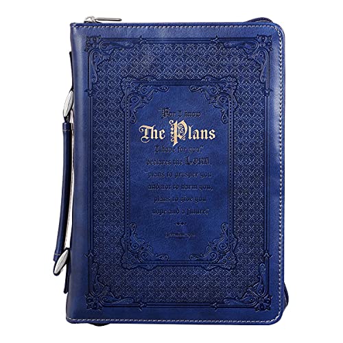 Book Cover Bible Cover, The Plans I Have For You, Blue, Faux Leather Large