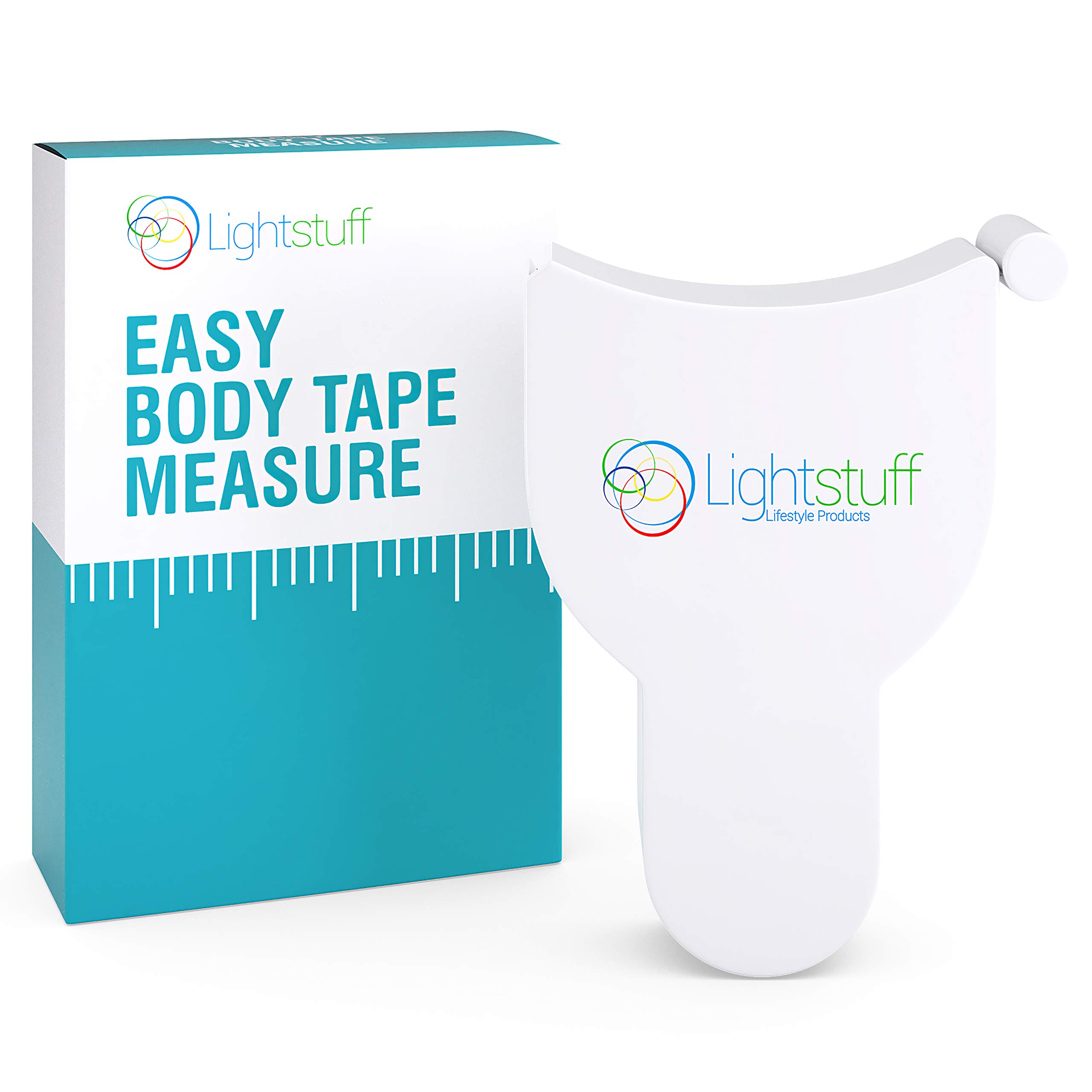 Book Cover Body Measuring Tape - Compact, Ergonomic Body Measurement Tape with One-Button Retraction Design - Smart, Accurate Way to Track Muscle Gain, Fat Loss - Lightstuff Easy Body Tape Measure