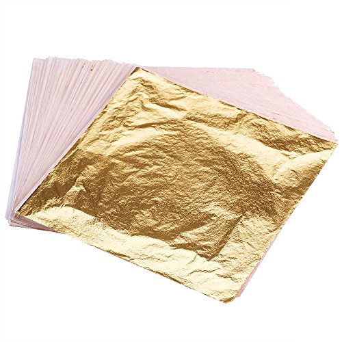 OPount 100 Sheets Imitation Gold Leaf 5.5 Inch for Art, Crafts Decoration, Gilding Crafting, Frames