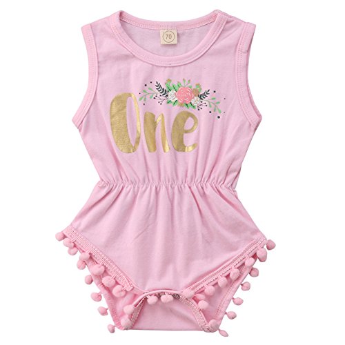 Book Cover New Baby Girls 1st Birthday Outfits Summer Sleeveless Floral Wild One Bodysuit Ruffle Romper