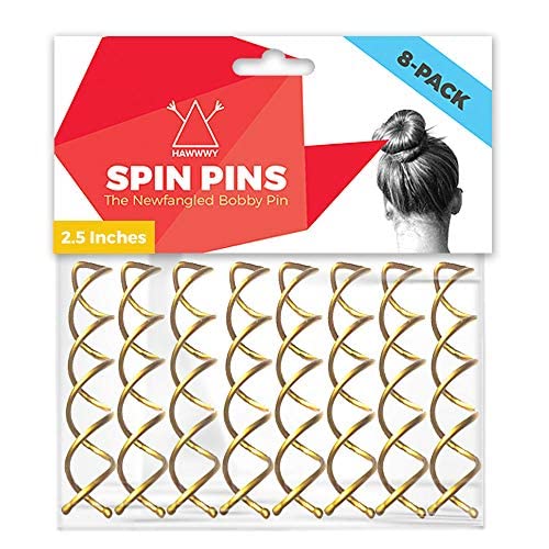 Hawwwy Spiral Bobby Pins 8 Pack Spin Pins, Easy & Fast Bun Twist Screws, Bun Maker, Hair Pin for Women, Blonde Updo Accessories Messy Bun Perfect Bobbypins Bobby Pin Bobypin Bobbie Gold (2.5 Inches)