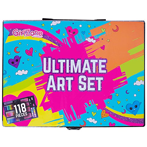 Book Cover GirlZone: 118 Piece Art Set with Carry Case. Great Christmas, Birthday Gifts Present for Girls - Creative Arts and Crafts Gift for Kids Age 3 4 5 6 7 8 Years Old.