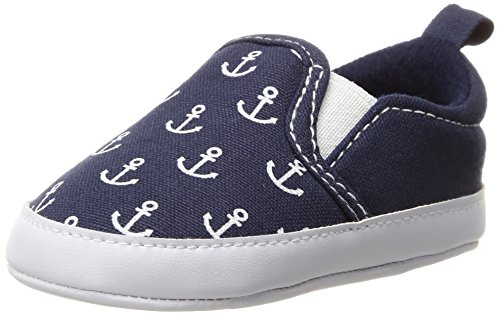 Luvable Friends Unisex Baby Crib Shoes, Navy Anchor, 6-12 Months
