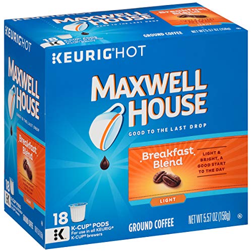 Maxwell House Breakfast Blend Keurig K Cup Coffee Pods (72 Count, 4 Boxes of 18)