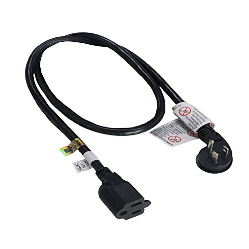 FIRMERST 1875W Flat Plug Extension Cord 3 Feet 14 AWG 15A Black, UL Listed