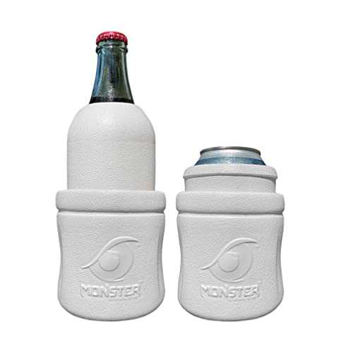 MONSTER COOLER 3-in-1 ONLY Adjustable Can/Bottle Cooler | ONLY Lightweight Indestructible Beverage Cooler | Fits most Bottle Shapes and Sizes | for Hard Seltzer, Beer, Soda (White, Single)