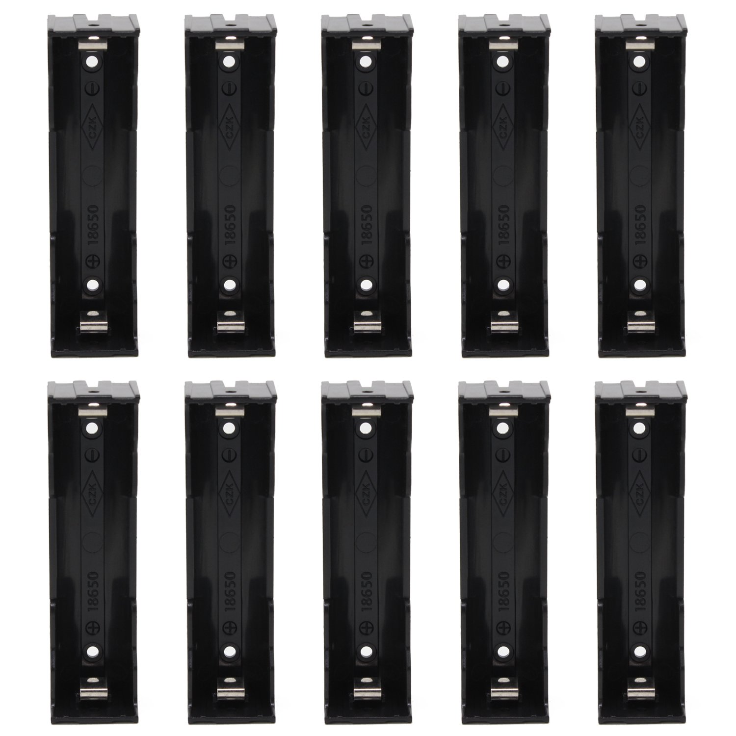 abcGoodefg 1Slot 3.7V 18650 Battery Holder Case Plastic Battery Storage Box with Pin 10 Pack (10 Pcs 1 Solts)