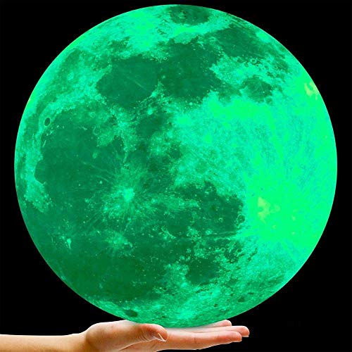 BOLLEPO Glow in The Dark Moon 30cm Night Light Glowing Luminous Wall Art Stickers Removable Adhesive Wall Decal for Kids Boy and Girl Bedroom