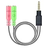 MillSO Headphone Mic Splitter, 3.5mm Headset Adapter (Microphone + Audio) 2 TRS Female to TRRS Male CTIA Stereo Jack Y Cable Compatible for Dual-Plug Gaming Headset to Xbox, PS4, Phone, Laptop, PC