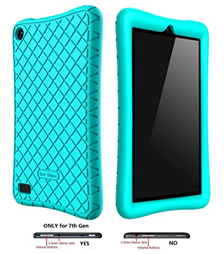 Bear Motion Silicone Case for All-New Fire 7 Tablet with Alexa - Anti Slip Shockproof Light Weight Kids Friendly Protective Case for Amazon Kindle Fire 7 (ONLY for 7th Generation 2017 Model) (Turquoise)