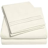 1500 Supreme Collection Extra Soft Twin Sheets Set, Ivory - Luxury Bed Sheets Set With Deep Pocket Wrinkle Free Hypoallergenic Bedding, Over 40 Colors, Twin Size, Ivory