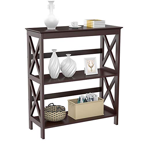 Yaheetech 3 Tier Espresso Finish Wood Bookcase Bookshelf Display Rack Stand Storage Shelving Unit